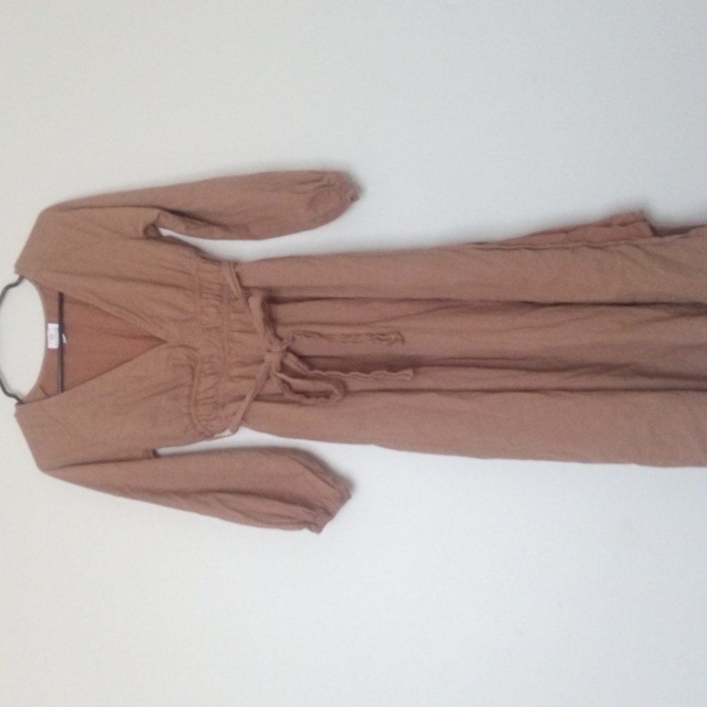 Pink Diamond Brown Long Sleeve Midi Dress
